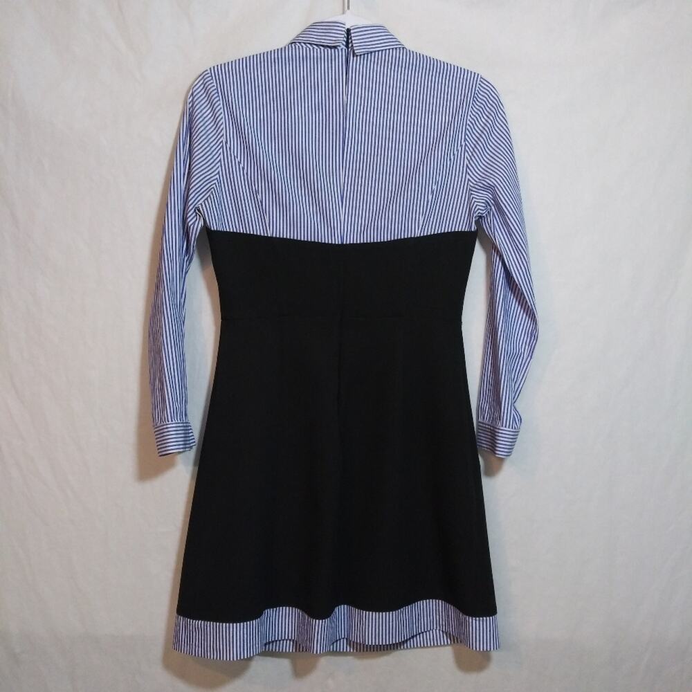 Stylewe Blue Pinstripe Long Sleeve Collared Shirt Dress Mini Size Small - Picture 9 of 12
